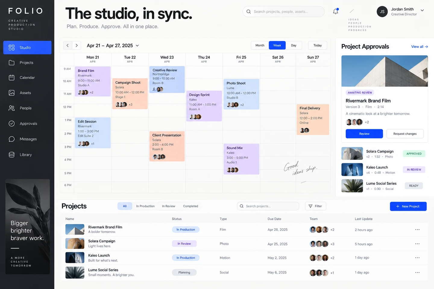 Folio, Creative production dashboard